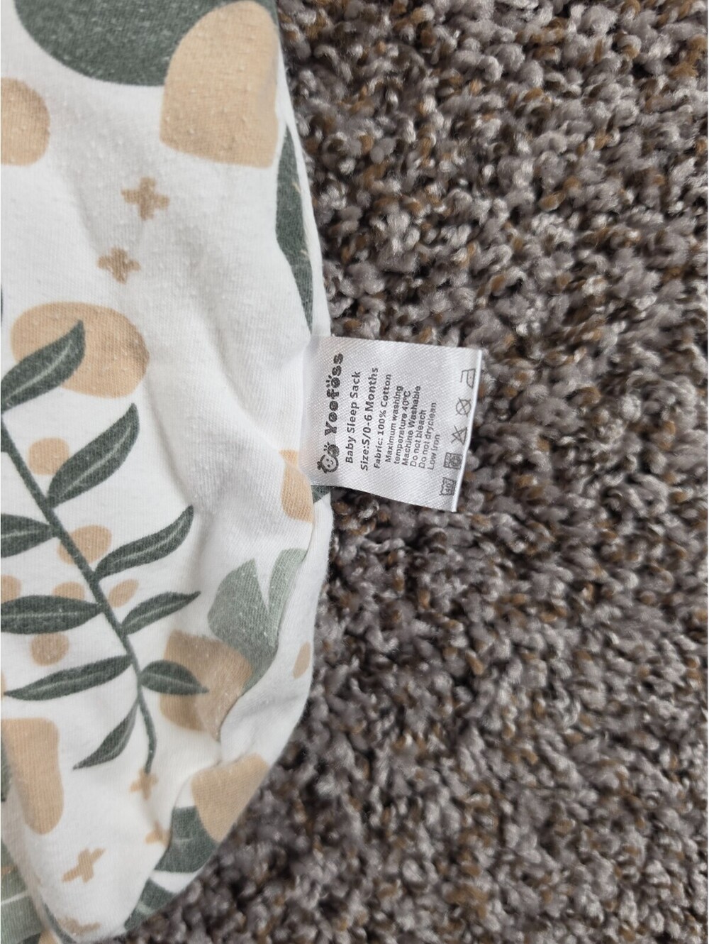 Yoofoss Baby Sz 0-6M Sleep Sack Green White Leaf Print Unisex - Picture 2 of 3